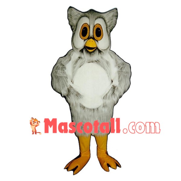 Light Grey Owl Long Fur Mascot Costume	