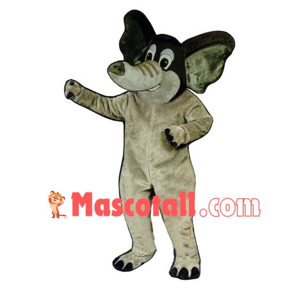 Smiling Beige African Elephant Lightweight Mascot Costume