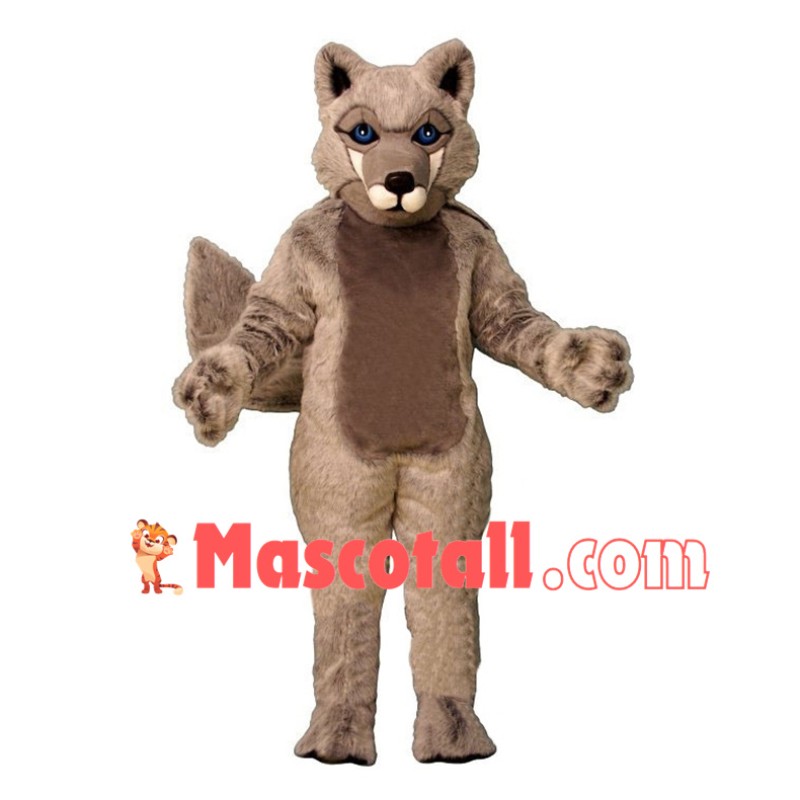 Adult Plush Gray Wolf Pup With Blue Eyes Mascot Costume 