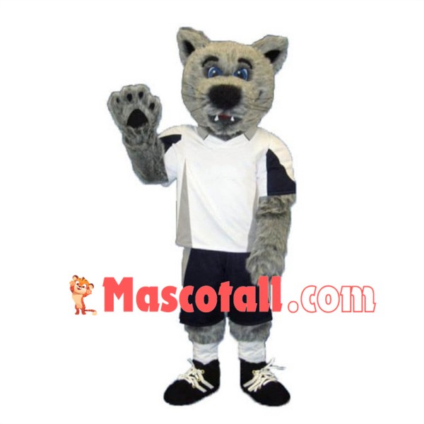 Soccer Grey Wolf Mascot Costume 