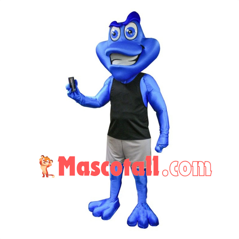 Power Blue Frog Mascot Adult Costume 