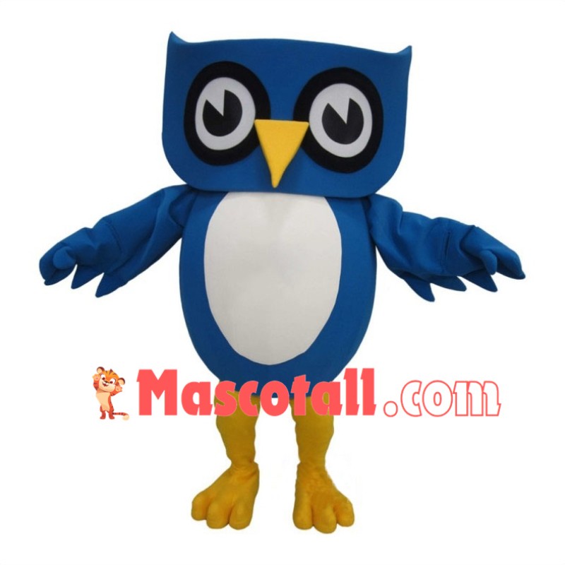 Adult Cartoon Blue Owl Mascot Costume 