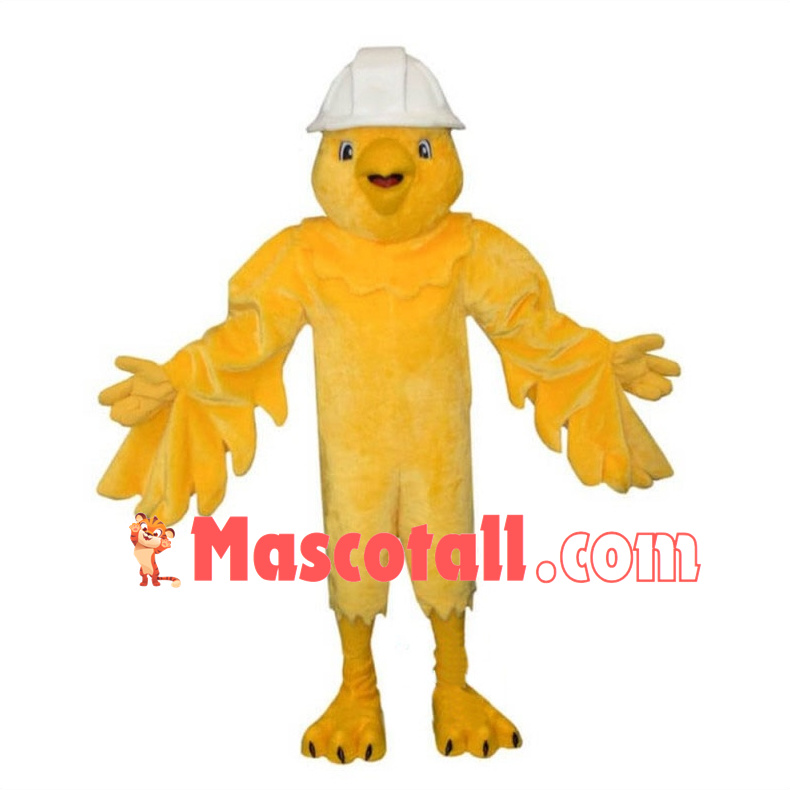 Canary Wearing Hard Hat Mascot Costume 