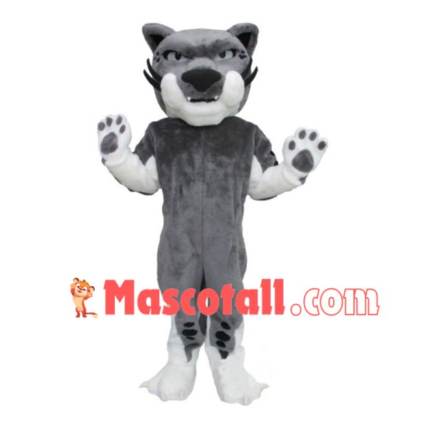 Grey Bobcat Mascot Costume 