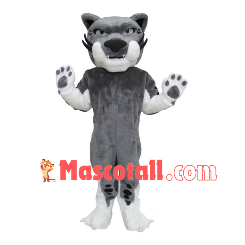 Grey Bobcat Mascot Costume 
