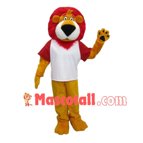 Lion With Red Mane Mascot Costume 