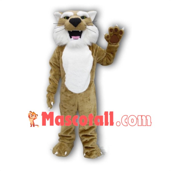 Howling Beige Bobcat Mascot Adult Costume 