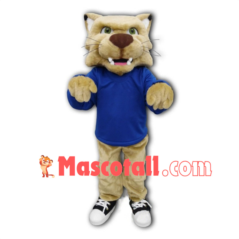 College Beige Bobcat Mascot Costume 