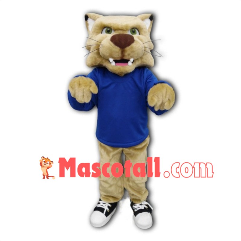College Beige Bobcat Mascot Costume 