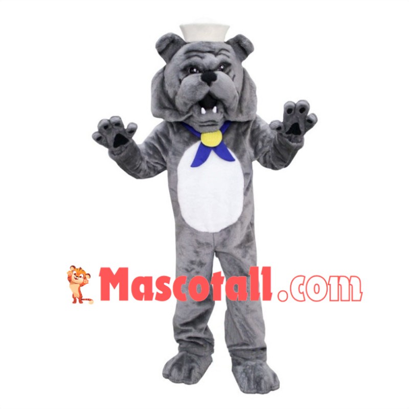 Sailor Grey Bulldog Mascot Costume 