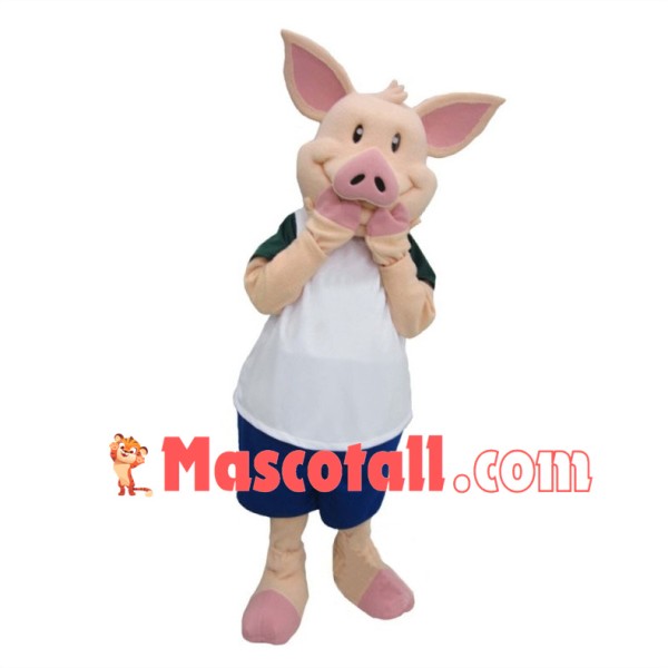 Cute Shy Pig Mascot Costume 