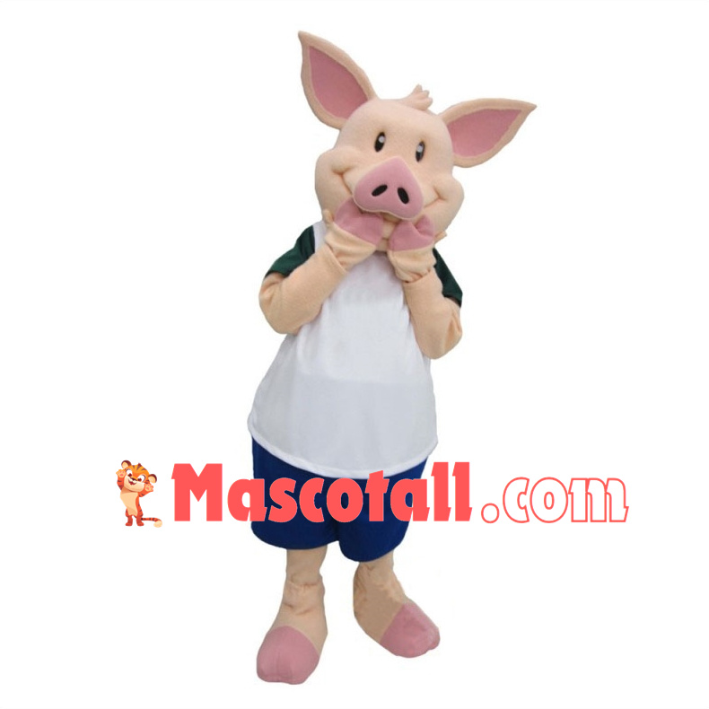 Cute Shy Pig Mascot Costume 
