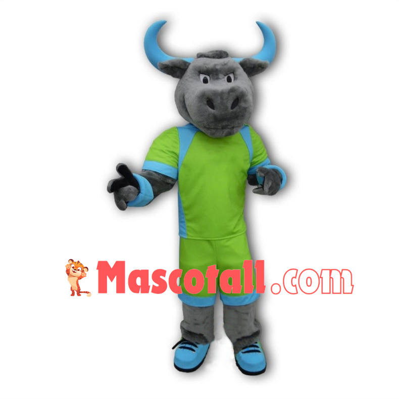 Sport Gray Bull Mascot Costume 