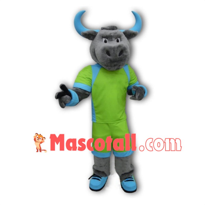 Sport Gray Bull Mascot Costume 