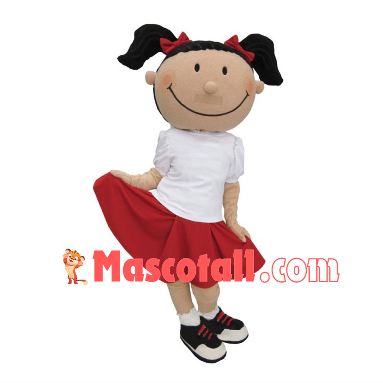 Lively Girl With Double Ponytail Mascot Costume 