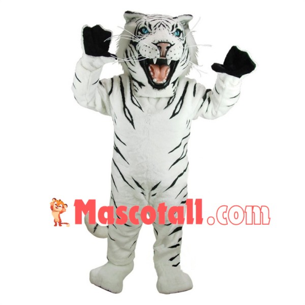 Ferocious White Tiger Mascot Costume  