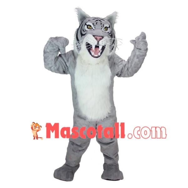 Howling Grey Wildcat Mascot Costume  