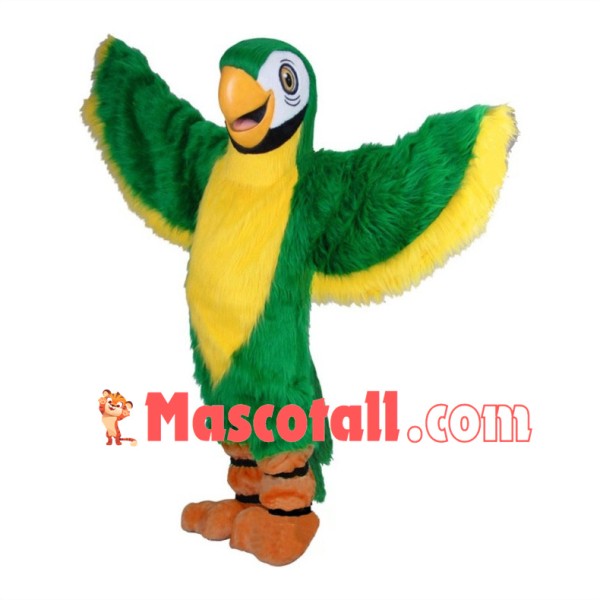 Long Plush Green Macaw Mascot Costume  