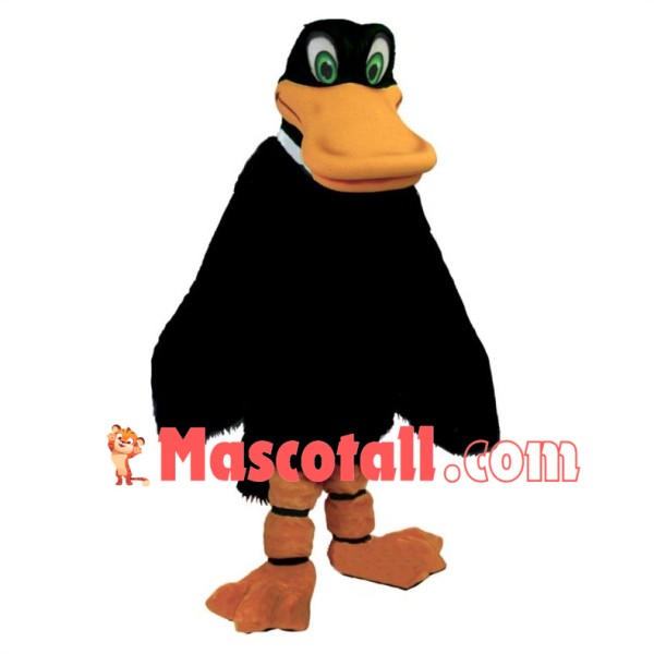 Green Eyed Black Duck Mascot Costume  