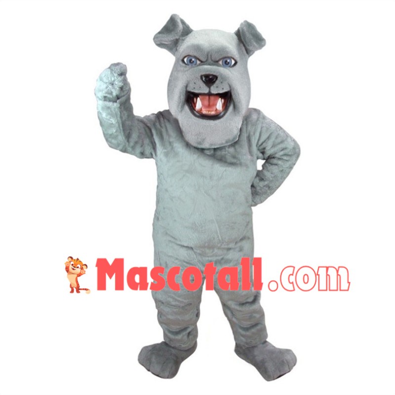 Barking Grey Bulldog Mascot Costume  