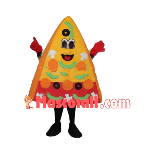Deluxe Cartoon Triangle Pizza Slice With Fresh Vegetables Mascot Costume 
