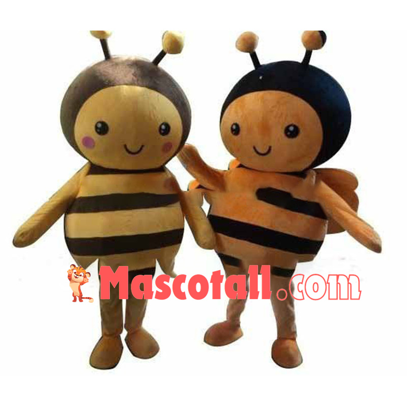 Adult Size Cartoon Yellow Honeybee & Orange Honeybee Mascot Costume	