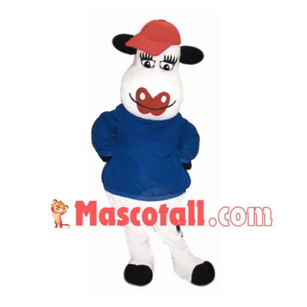 Cartoon Cow With Red Lips Mascot Costume Fancy Dress Outfit Costume 
