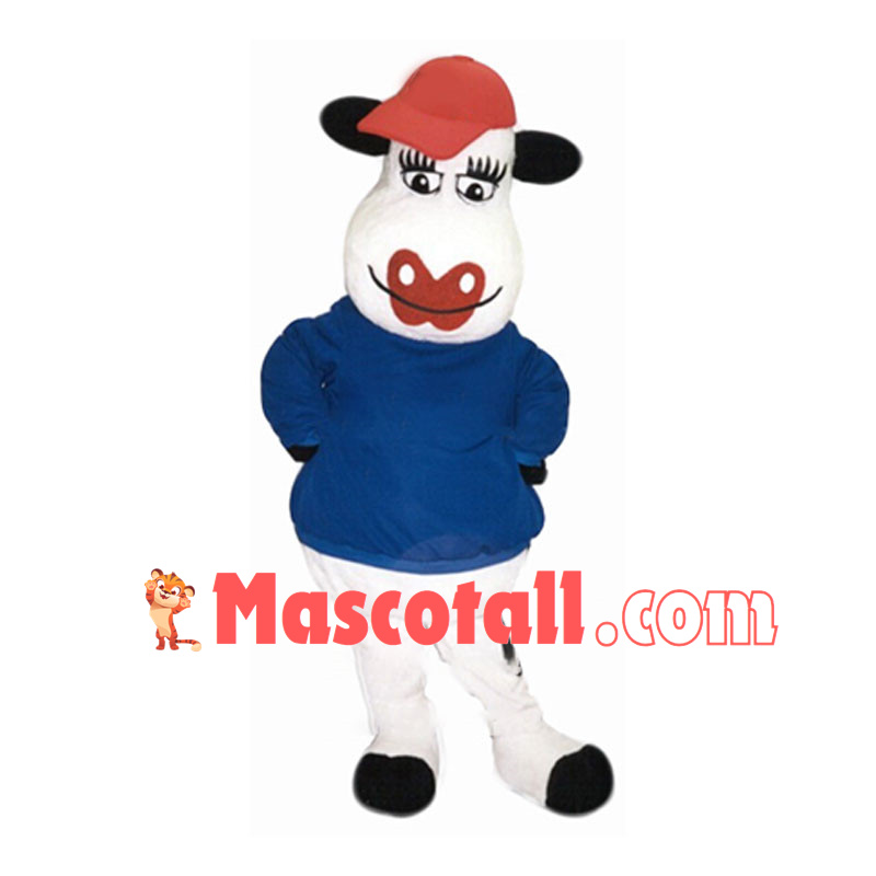 Cartoon Cow With Red Lips Mascot Costume Fancy Dress Outfit Costume 