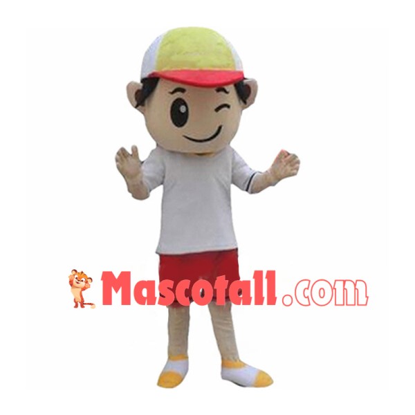 Winking Boy Mascot Cartoon Costume