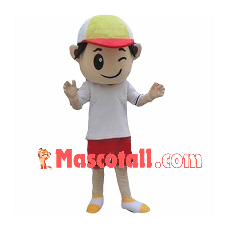 Winking Boy Mascot Cartoon Costume