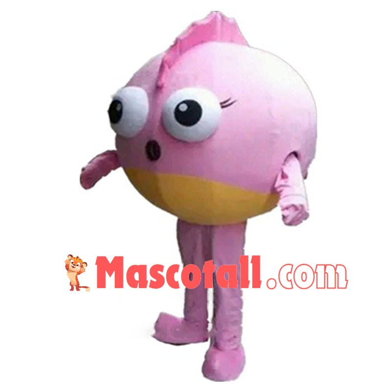 Deluxe Pink Puffer Fish Mascot Cartoon Costume