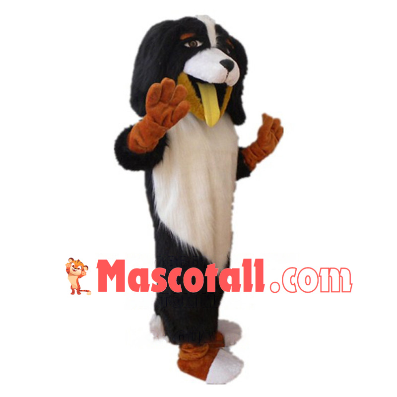 Lovely Bernese Mountain Dog With Yellow Tongue Mascot Costume  