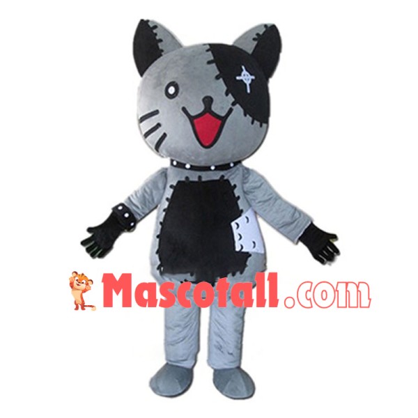 Smiling Cartoon Beggar Cat Mascot Costume 