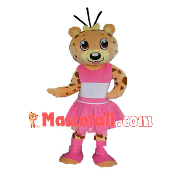 Lovely Cheerleader Leopard Mascot Costume 
