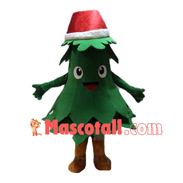 Deluxe Cartoon Christmas Tree In Christmas Hat Lightweight Mascot Costume 