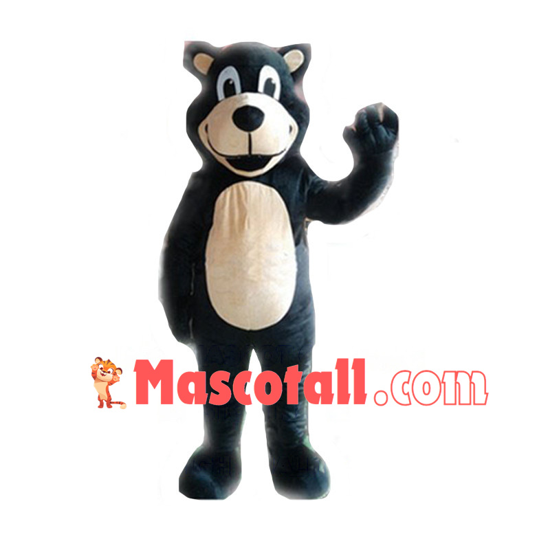 Adult Cartoon Black Bear Mascot Costume  