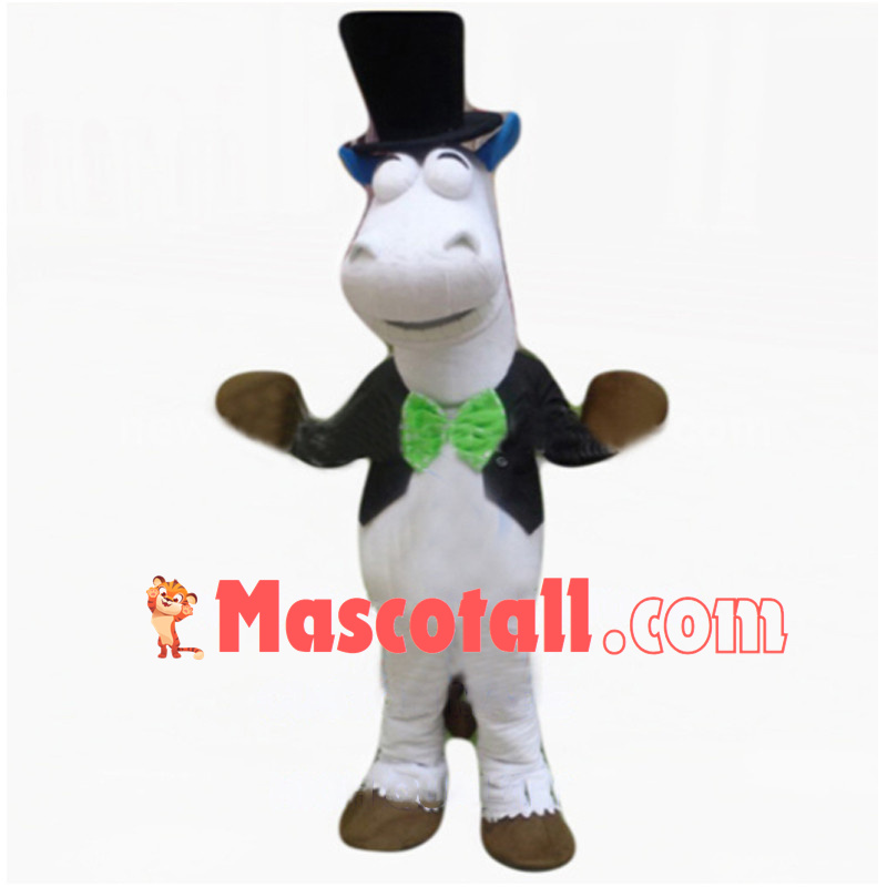 Gentleman White Hippopotamus Mascot Costume 