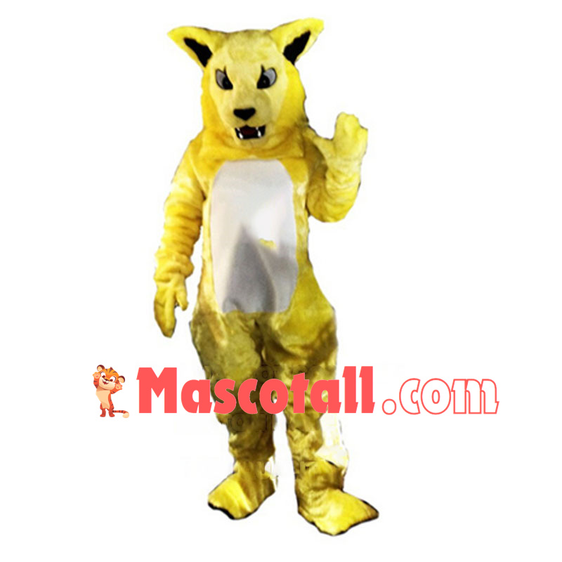 Growling Yellow Wildcat Mascot Costume 