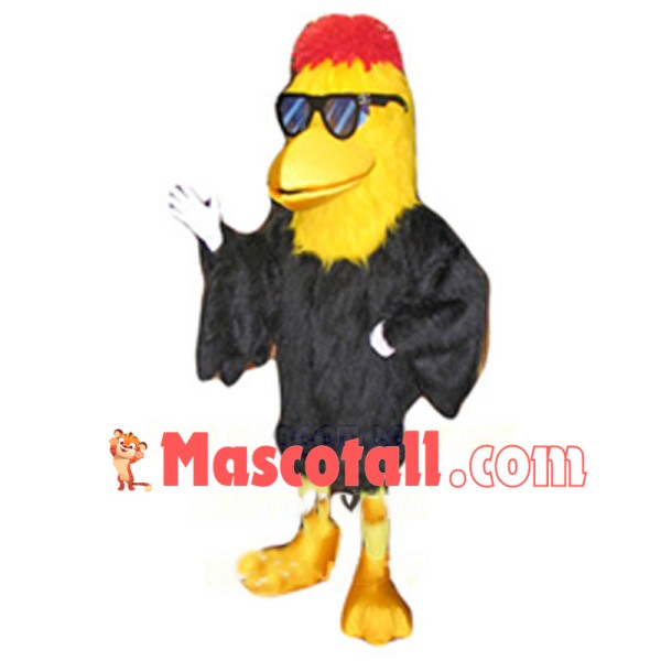 Cool Yellow-headed Bird With Red Hair Mascot Costume 