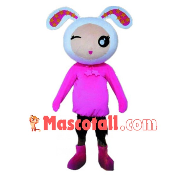 Pink Style Winking Bunny Girl Mascot Costume 