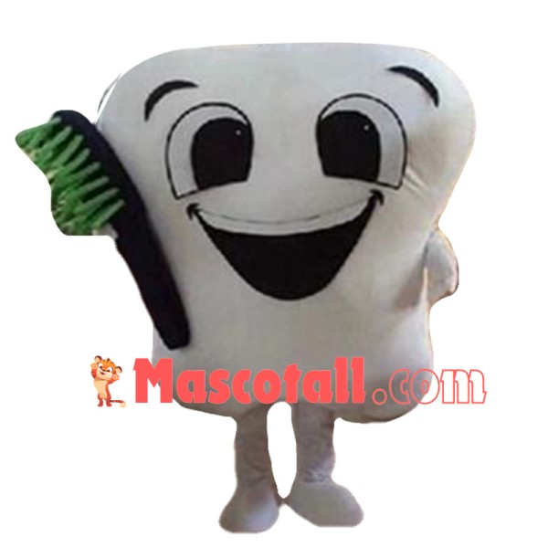 Huge Cartoon Tooth With Toothbrush Mascot Adult Costume 