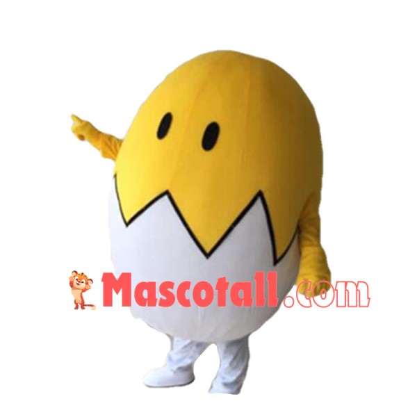Huge Egg With Cracked Half Peeled Brown Shell Mascot Costume For Adult 