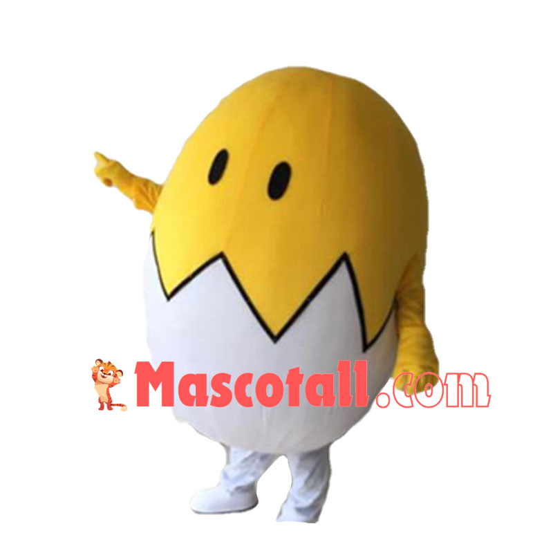 Huge Egg With Cracked Half Peeled Brown Shell Mascot Costume For Adult 