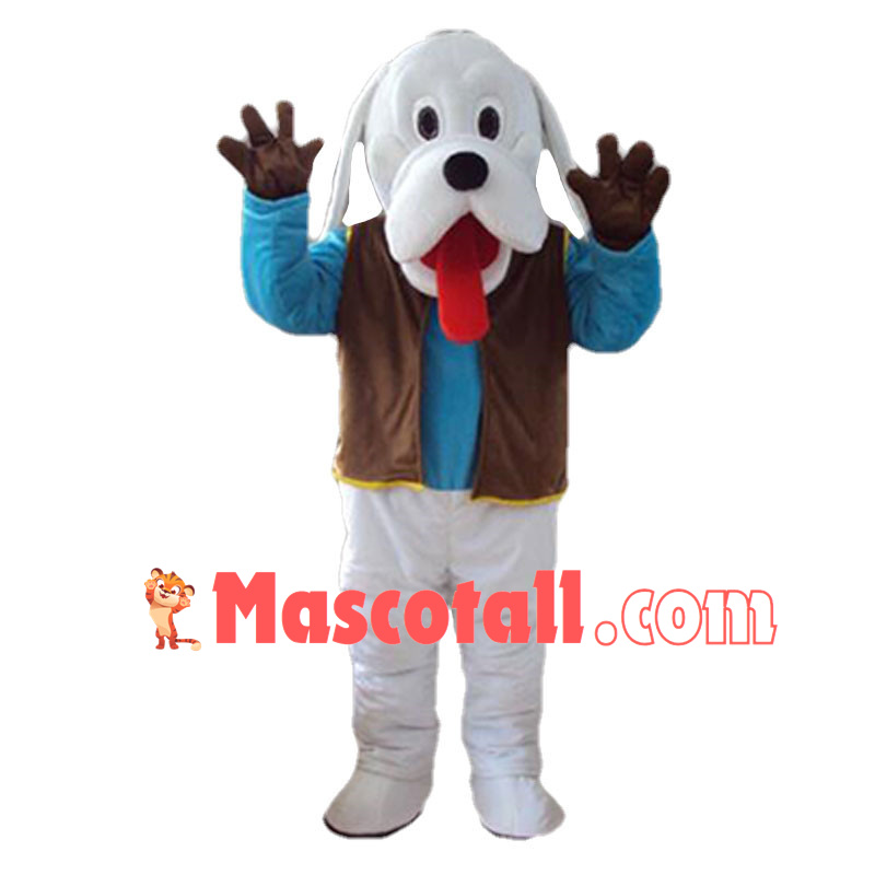 Lovely white Great Dane Mascot Costume Cartoon Fancy Dress Costume 