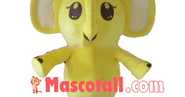 Cute Cartoon Yellow Baby Girl Elephant Mascot Costume