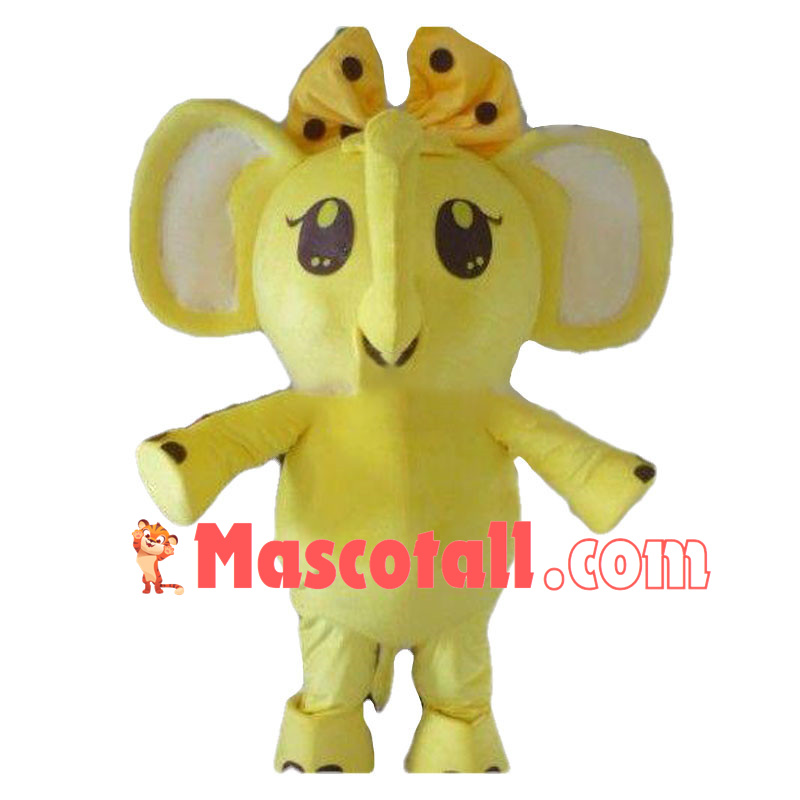Cute Cartoon Yellow Baby Girl Elephant Mascot Costume	