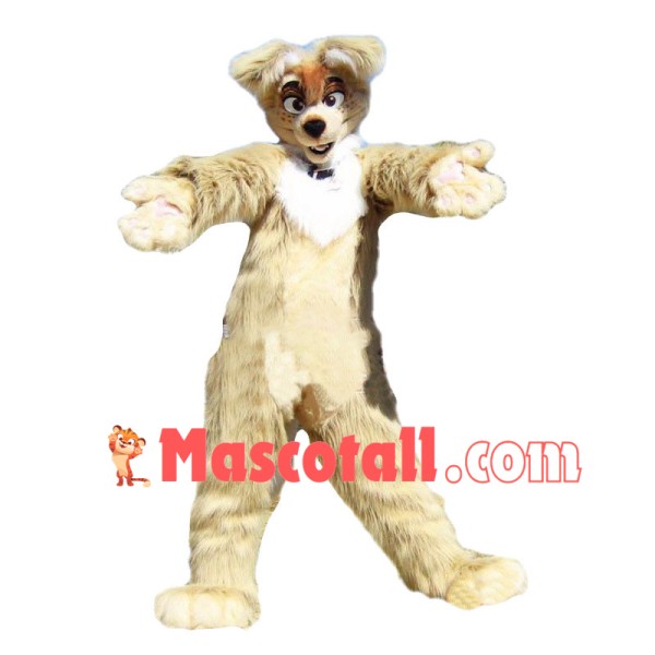 Simulated Long Fur Fox Dog Mascot Costume 