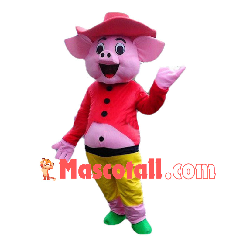 Happy Lightweight Pink Pig Mascot Costume Fancy Dress Costume 