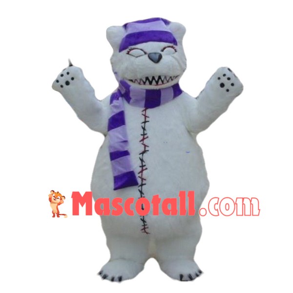 Scary White Beggar Bear Lightweight Mascot Costume	