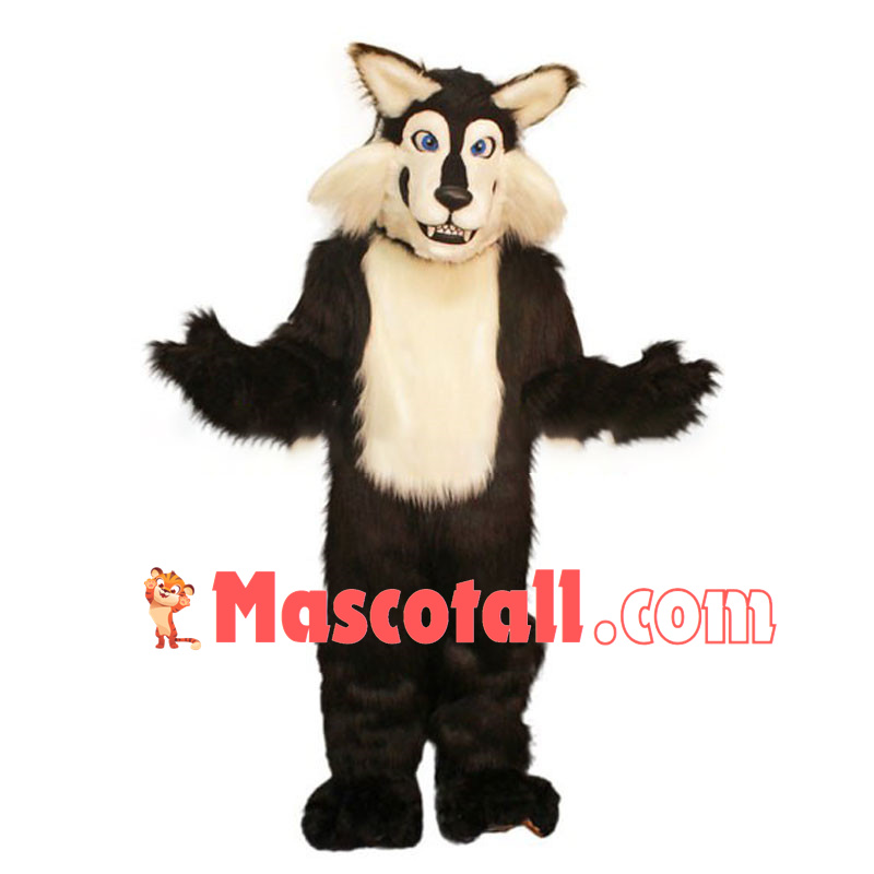 Long Fur Wolf Mascot Costume 